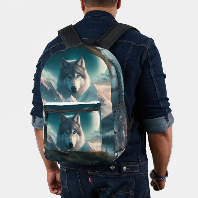 Grey Wolves at Dawn Blue  Printed Backpack (Insitu (Model))