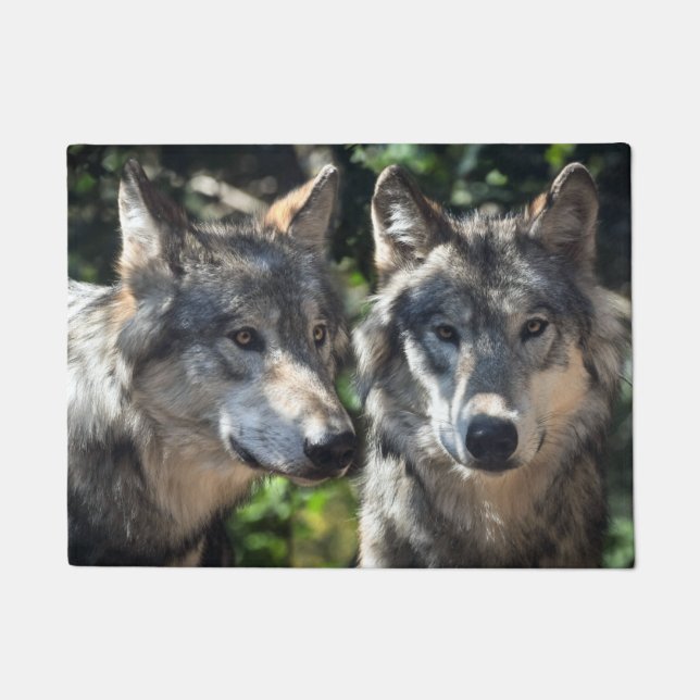 Grey Wolves in the Wild Doormat (Front)
