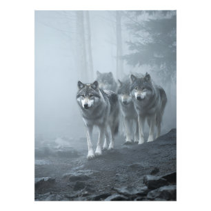 Grey Wolves in Thick Mist Photo Print