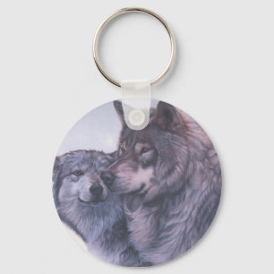Grey wolves keychain