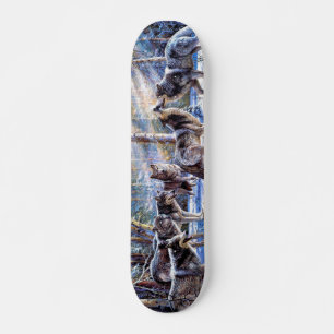 Grey Wolves Painting Skateboard
