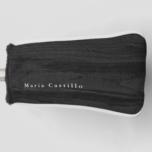Grey Wood Background Minimalist Modern Name Golf Head Cover (Front)