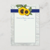 Grey wood  Blue Sunflower Rustic Wedding Blank