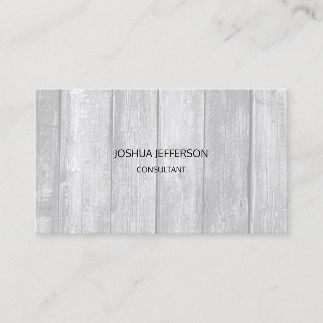 Grey Wood Design Modern Plain Minimalist Two Sided Business Card (Front)