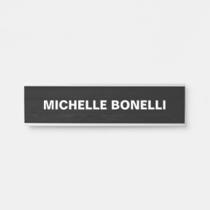 Grey Wood Design Plain Legible Bold Text Door Sign