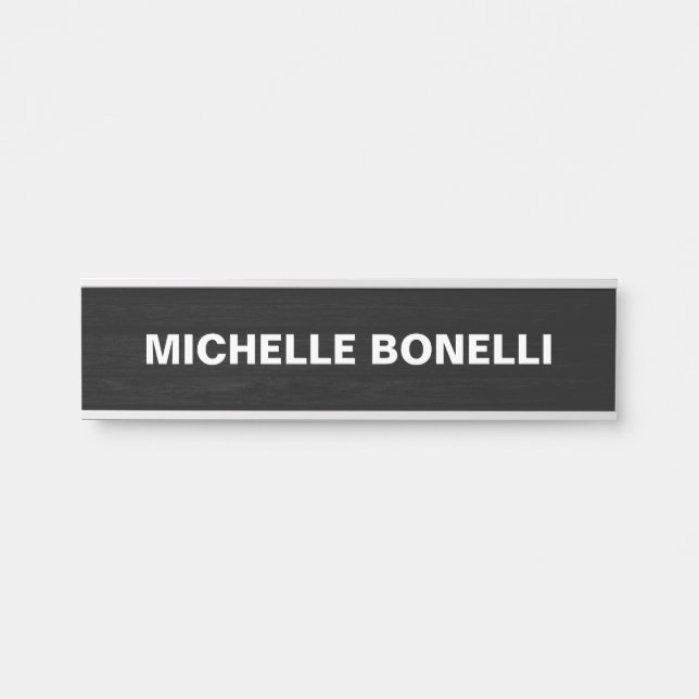 Grey Wood Design Plain Legible Bold Text Door Sign (Front)