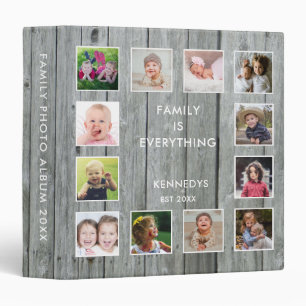 Grey Wood Family Quote 12 Photo Collage Album Binder