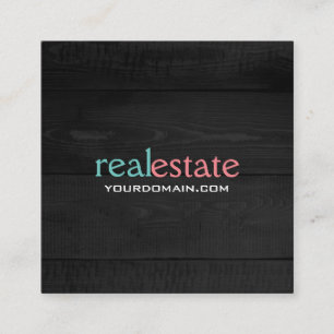 Grey Wood Modern Minimalist Plain Elegant Square Business Card