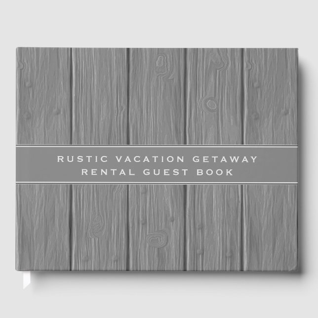 Grey Wood Plank | Vacation Rental Guest Book (Front)