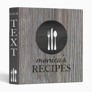 Grey Wood Recipe Cooking Vintage Personalized Binder