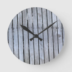 Grey Wood Round Clock