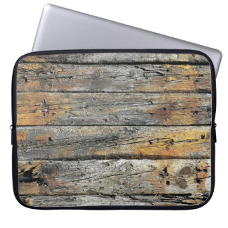 Grey wooden surface laptop sleeve