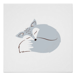 Grey Woodland Fox Poster