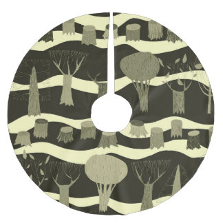 Grey woodland tapestry: trees pattern. brushed polyester tree skirt