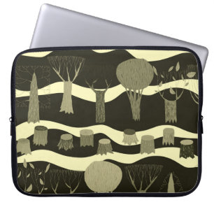 Grey woodland tapestry: trees pattern. laptop sleeve