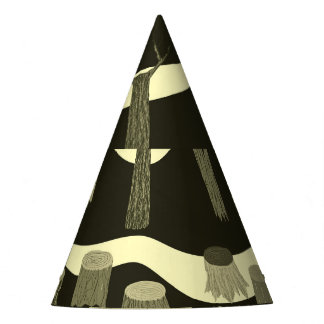 Grey woodland tapestry: trees pattern. party hat