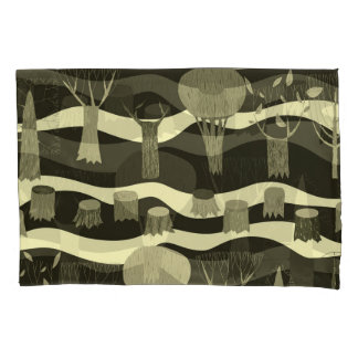 Grey woodland tapestry: trees pattern. pillowcase