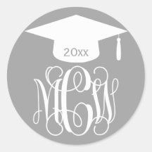 Grey Wt Vine Script Monogram Graduation DIY BG