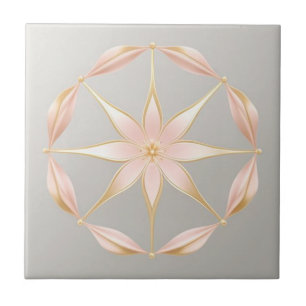Grey, yellow and pink floral tile