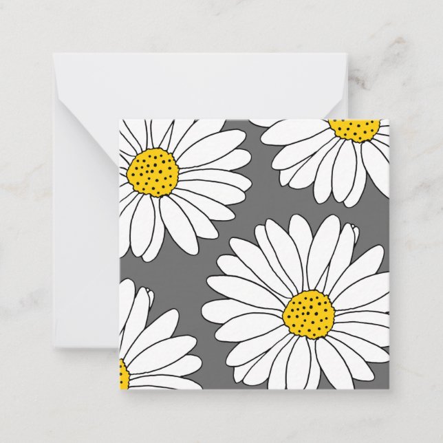 Grey Yellow and White Daisies Card (Front)