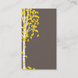 Grey Yellow Aspen Tree Business Cards