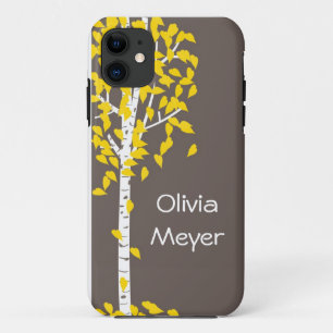 Grey Yellow Aspen Tree iPhone case