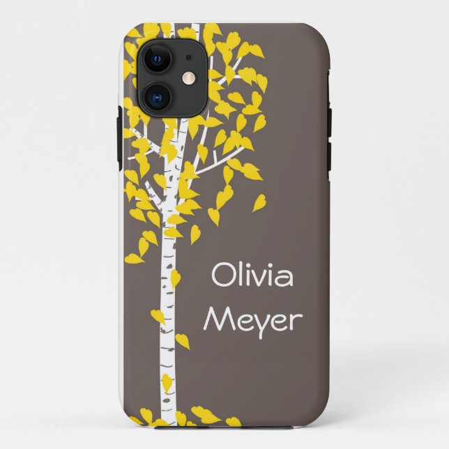 Grey Yellow Aspen Tree iPhone case (Back)