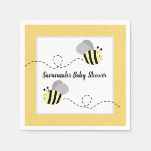 Grey Yellow Bumble Bee Customized Napkin