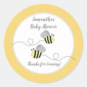 Grey Yellow Bumble Bee Favour Sticker