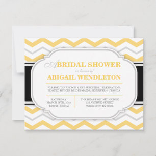 Grey & Yellow Chevron Bridal Shower Invitations