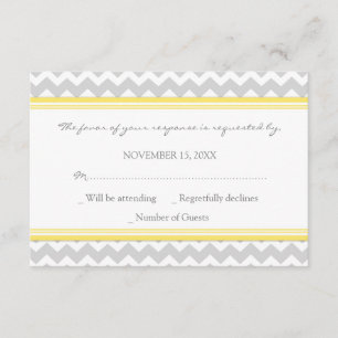 Grey Yellow Chevron RSVP Wedding Card