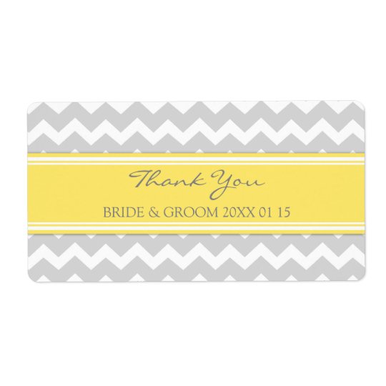 Grey Yellow Chevron Wedding Labels
