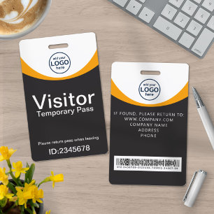 Grey Yellow Corporate Visitor Pass ID QR Code Badge