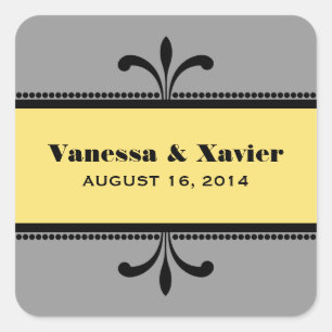 Grey/Yellow Fancy Art Deco Wedding Stickers