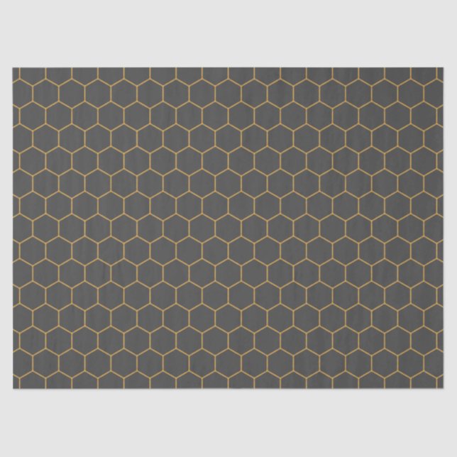 Grey Yellow Honeycomb Hexagon Pattern Trendy Chic Tissue Paper (Front)
