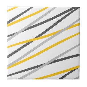 Grey Yellow Linear Abstract Tile