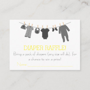 Grey & Yellow Little Clothes Diaper Raffle Tickets Enclosure Card