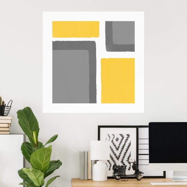 Grey Yellow Minimalist Colour Block Poster (Home Office)