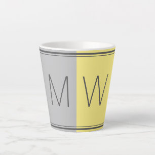 Grey Yellow   Modern   Motivational   MONOGRAM Latte Mug