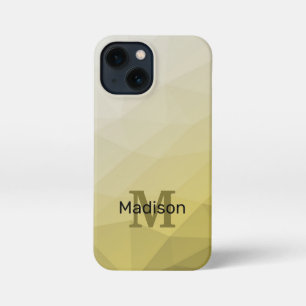 Grey Yellow ombre Mesh Pattern Monogram iPhone 13 Mini Case