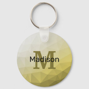Grey Yellow ombre Mesh Pattern Monogram Keychain