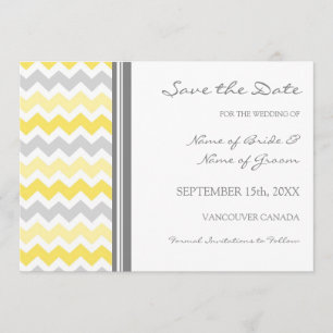 Grey Yellow Photo Wedding Save the Date Card