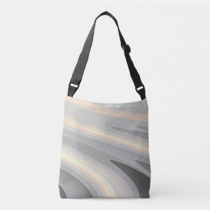 grey yellow pink waves crossbody bag
