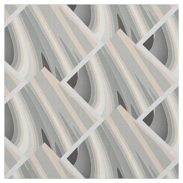 grey yellow pink waves fabric (Swatch)