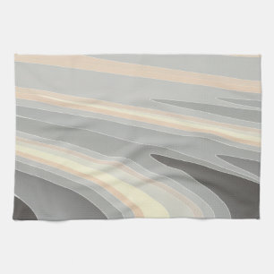 grey yellow pink waves kitchen towel