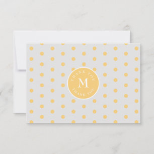 Grey Yellow Polka Dot Flat Thank You Card