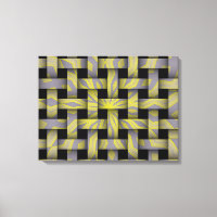 Grey Yellow Star Graphic Weave Pattern Canvas Art