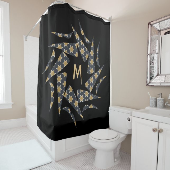 Grey Yellow Star Triangle Pattern Monogram (In Situ)