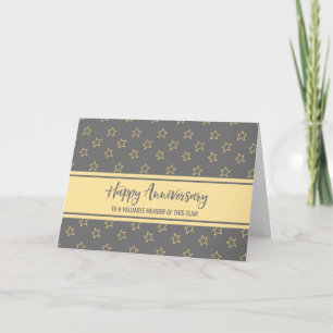 Grey Yellow Stars Employee Anniversary Card