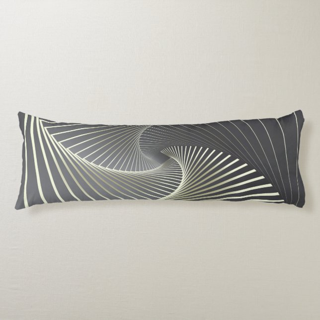 grey yellow twirl body pillow (Front)